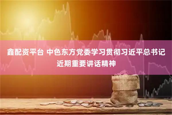 鑫配资平台 中色东方党委学习贯彻习近平总书记近期重要讲话精神
