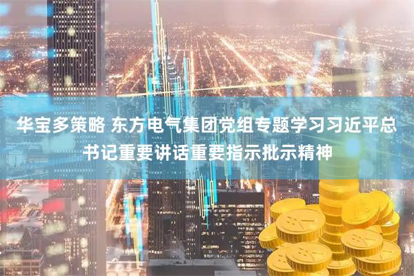 华宝多策略 东方电气集团党组专题学习习近平总书记重要讲话重要指示批示精神